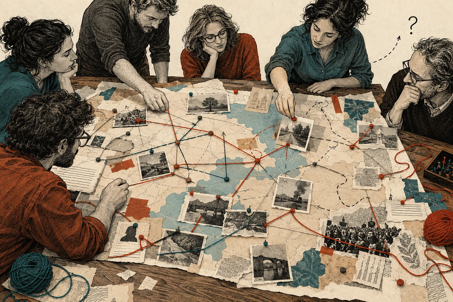 Visual metaphor for “Sensemaking”. Arranging observations together creates a working picture of the situation. New information can alter the connections and the meaning of the whole account.