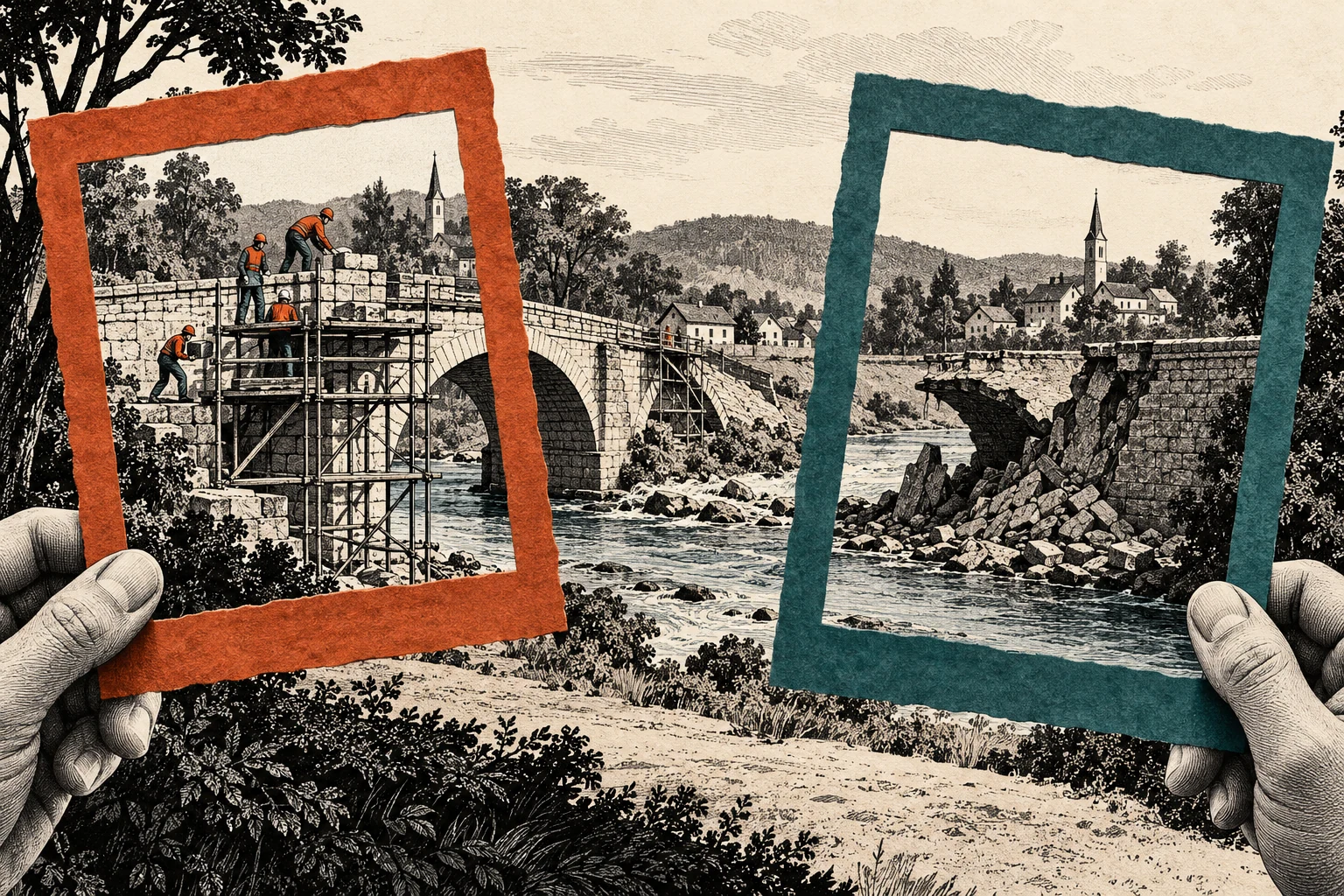 Visual metaphor for “Framing”. Shifting the frame directs attention to different aspects of the same event. What is being judged stays the same while its interpretation changes.