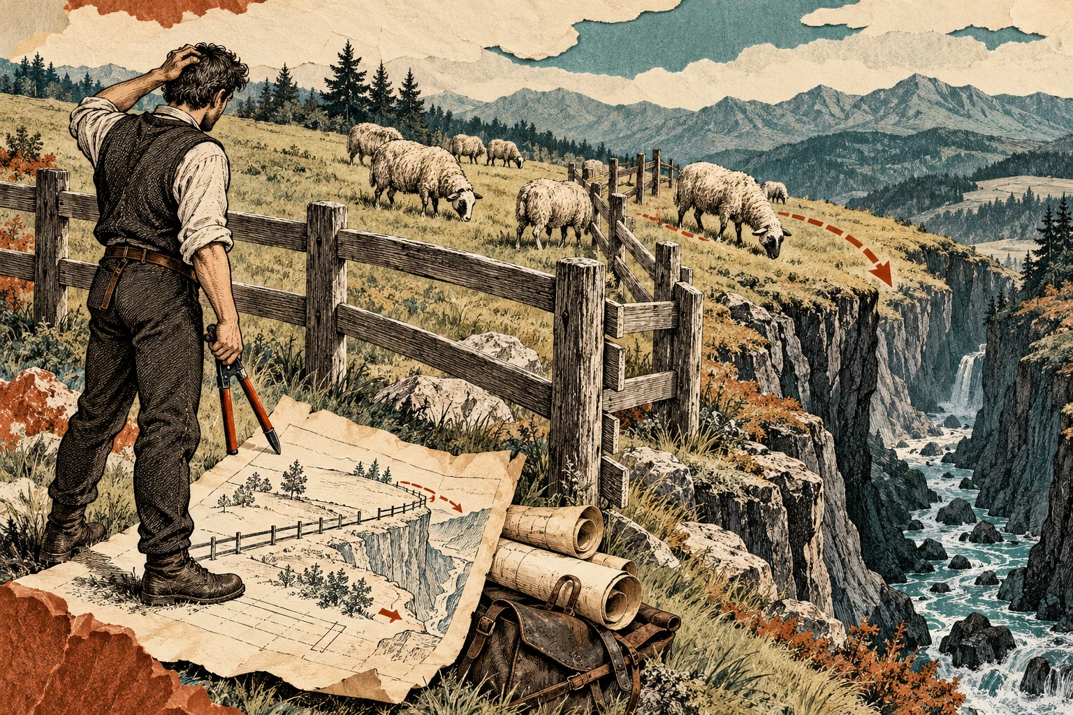 Visual metaphor for “Chesterton’s fence”. Before clearing an obstacle, one needs to understand the function it serves. Recognizing that function enables informed change rather than demanding that every fence be preserved.