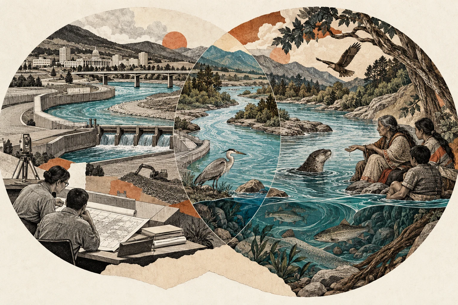 Visual metaphor for “Ontological turn”. The river participates in distinct orders of relations and practices. The difference concerns what the world and its beings are, not merely differing opinions about one object.