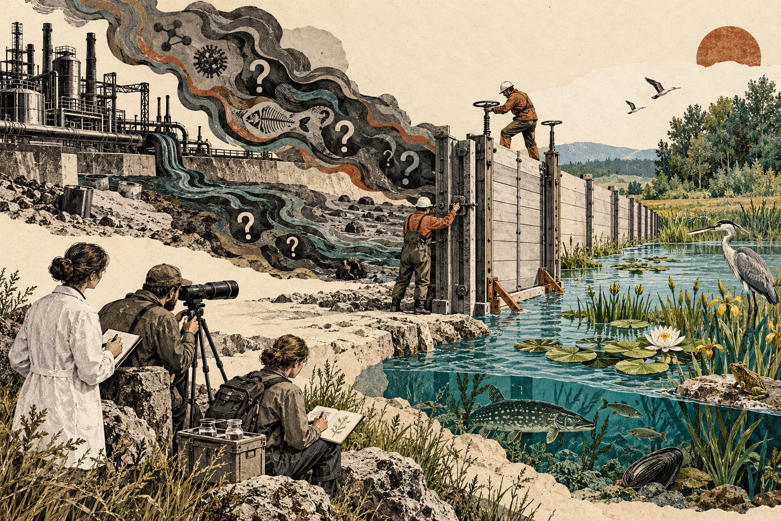 Visual metaphor for “Precautionary principle”. When serious, irreversible harm is plausible despite uncertainty, protective measures are taken while evidence gathering continues—requiring attention to proportionality as well.