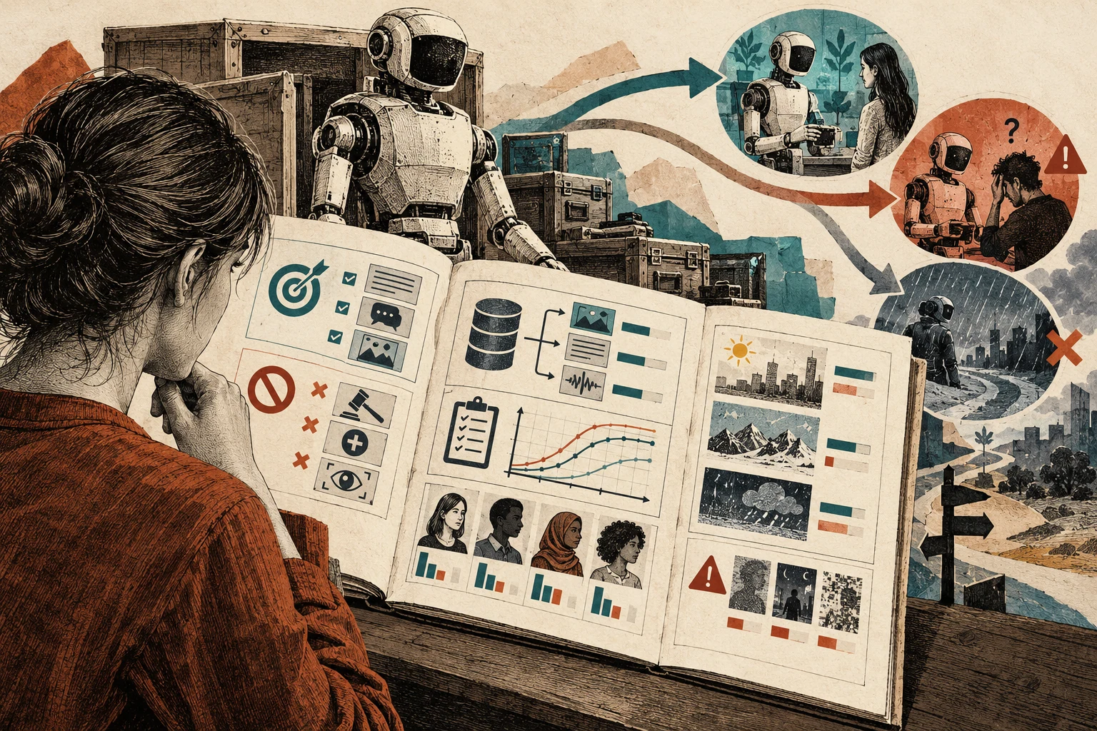 Visual metaphor for “Model cards”. Documentation outlines intended uses, benchmark results, and limitations, helping assess suitability without serving as a blanket certificate of safety.